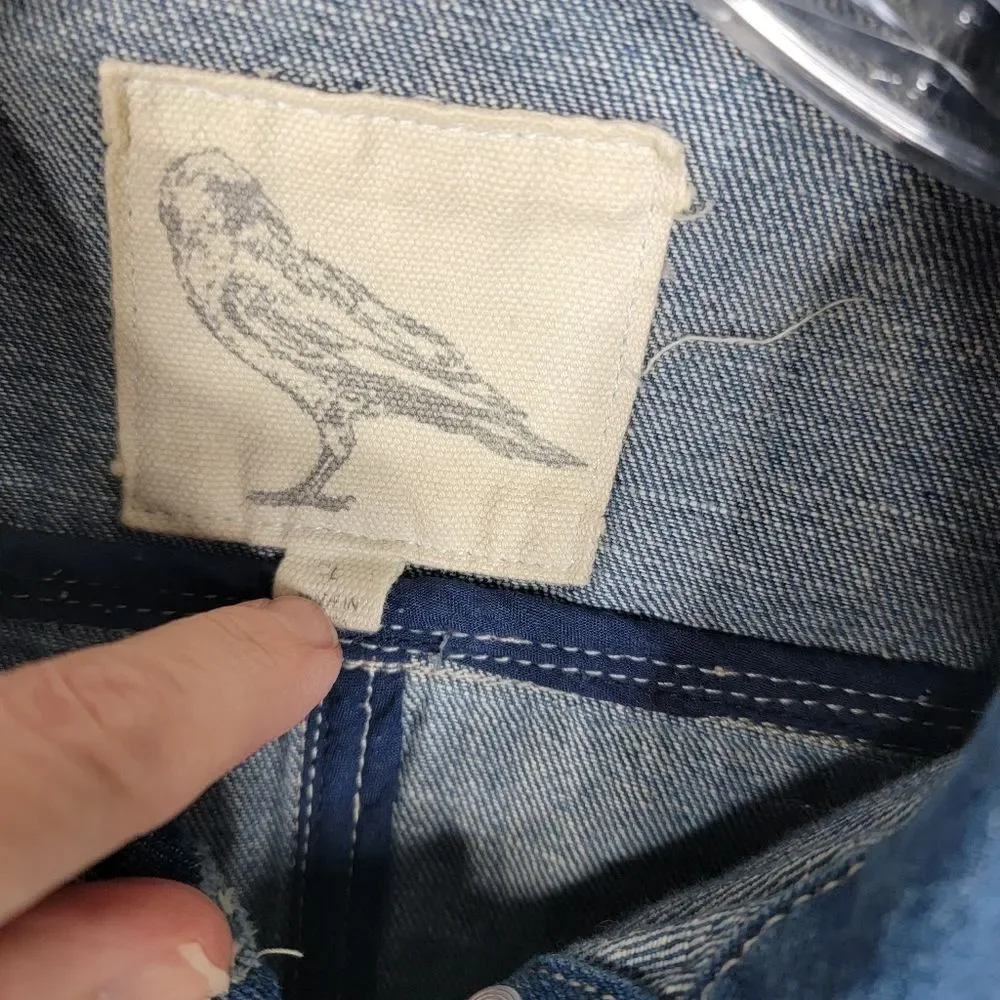 White Crow Denim Button Cropped Vest Cowgirl Rodeo Western Boho Beaded boho Ombr